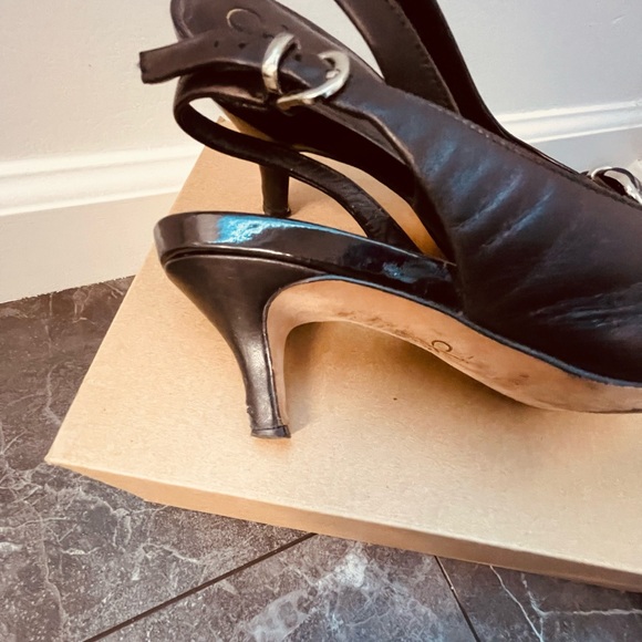 Cole Haan Black Slingback Heels with Buckle - Picture 3 of 4